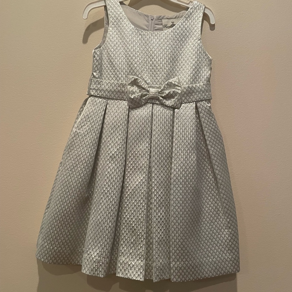Rare Editions Shimmering Silver Kids Dress